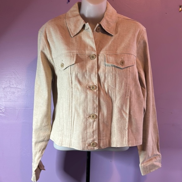 Liz Claiborne Sport Petite Jacket Beige Short Length Size Medium M - Picture 1 of 4